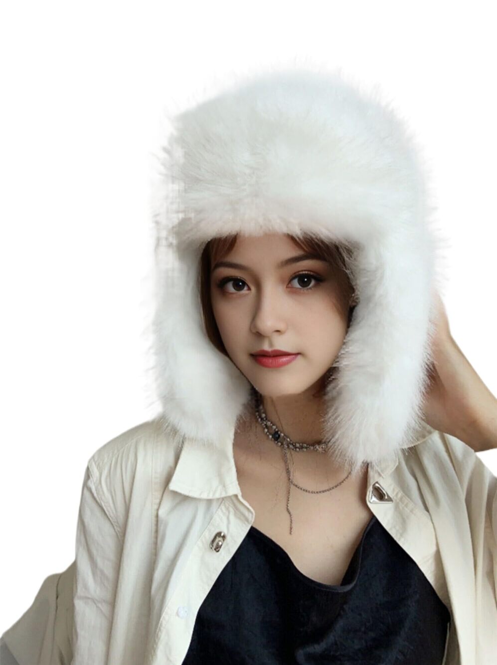 1389 Faux Fur Hat Winter Hats Ushanka Trapper Hat with Earflaps Russian Hat